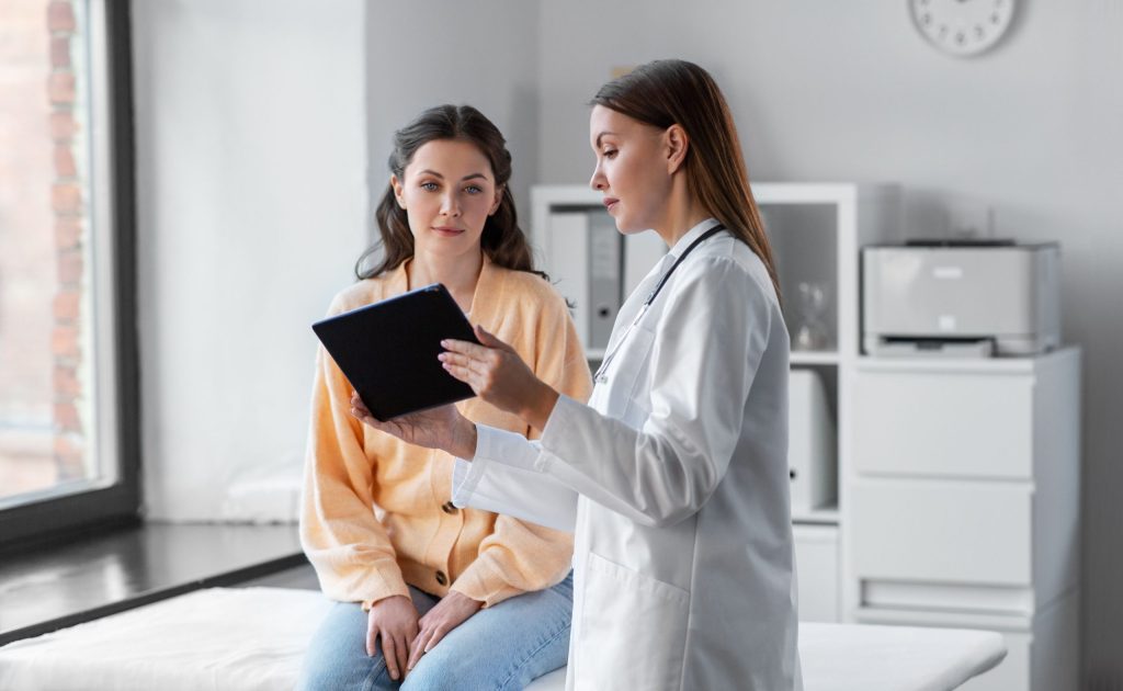 Dentist reviewing a treatment plan with a patient